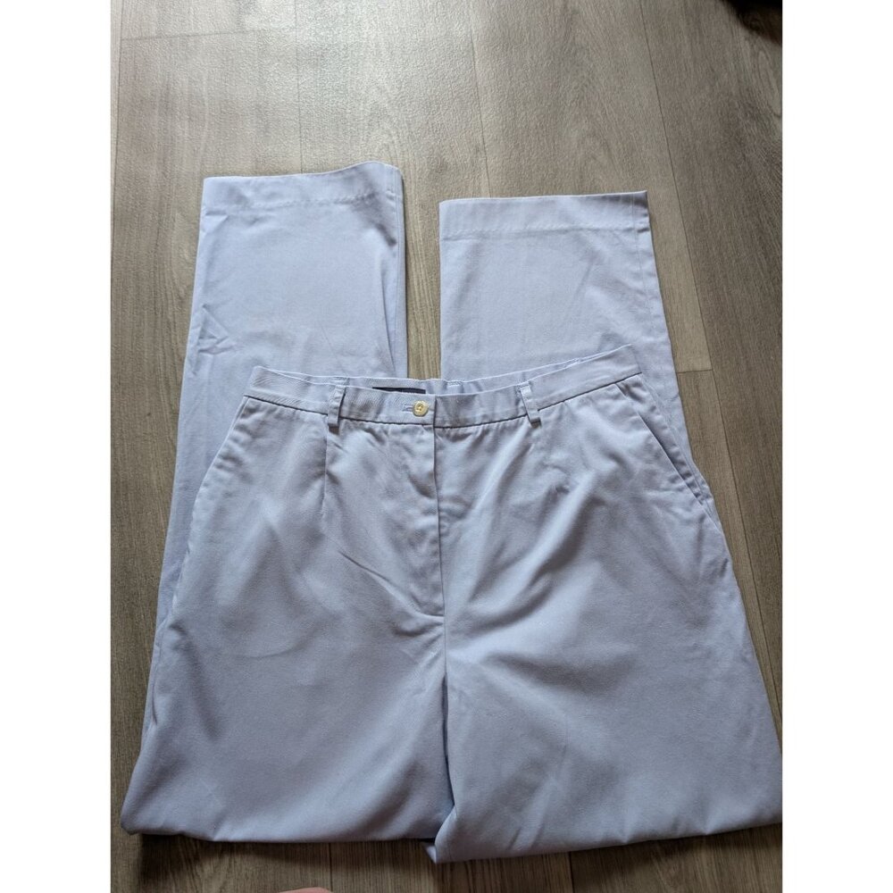 Lands End Womens Light Blue Chino Pants Size 12 Cotton Blend Casual Straight-Leg